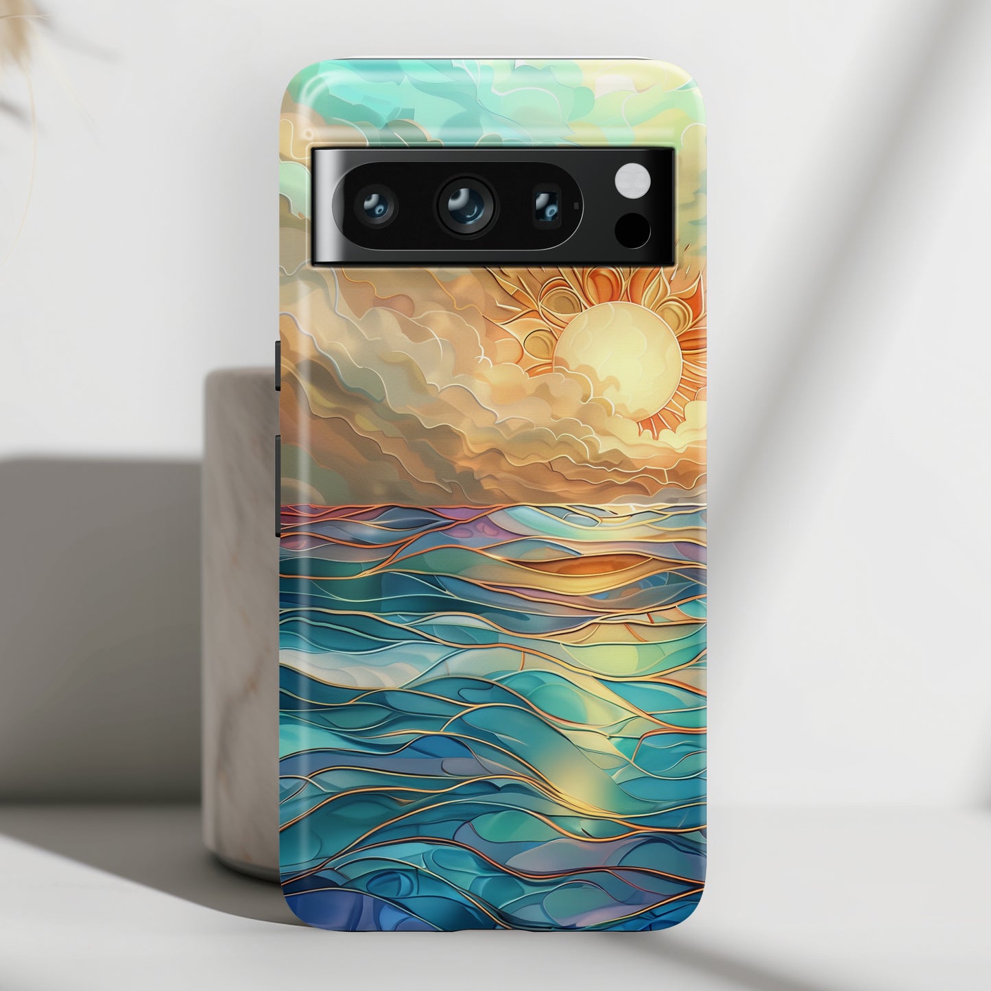 Sun & Ocean Stained Glass Design 1 Print Google Pixel Phone Case