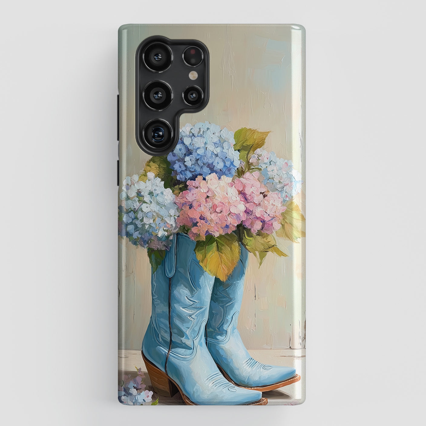 The Country Coquette – Impasto Boot & Hydrangea Design Phone Case for Galaxy S series Phones