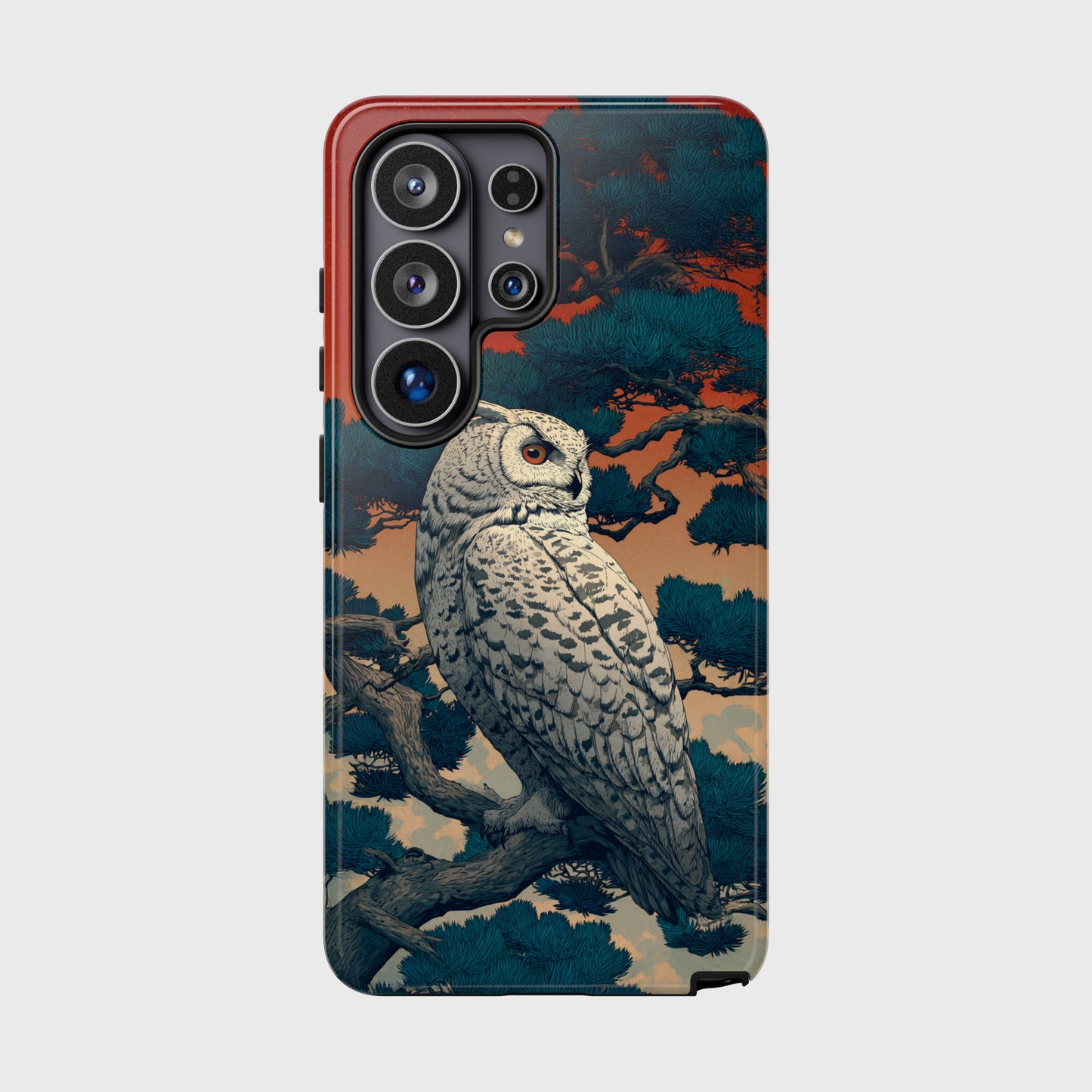The Sunset Pine – Ukiyo-e Owl Design Phone Case for Galaxy S series Phones
