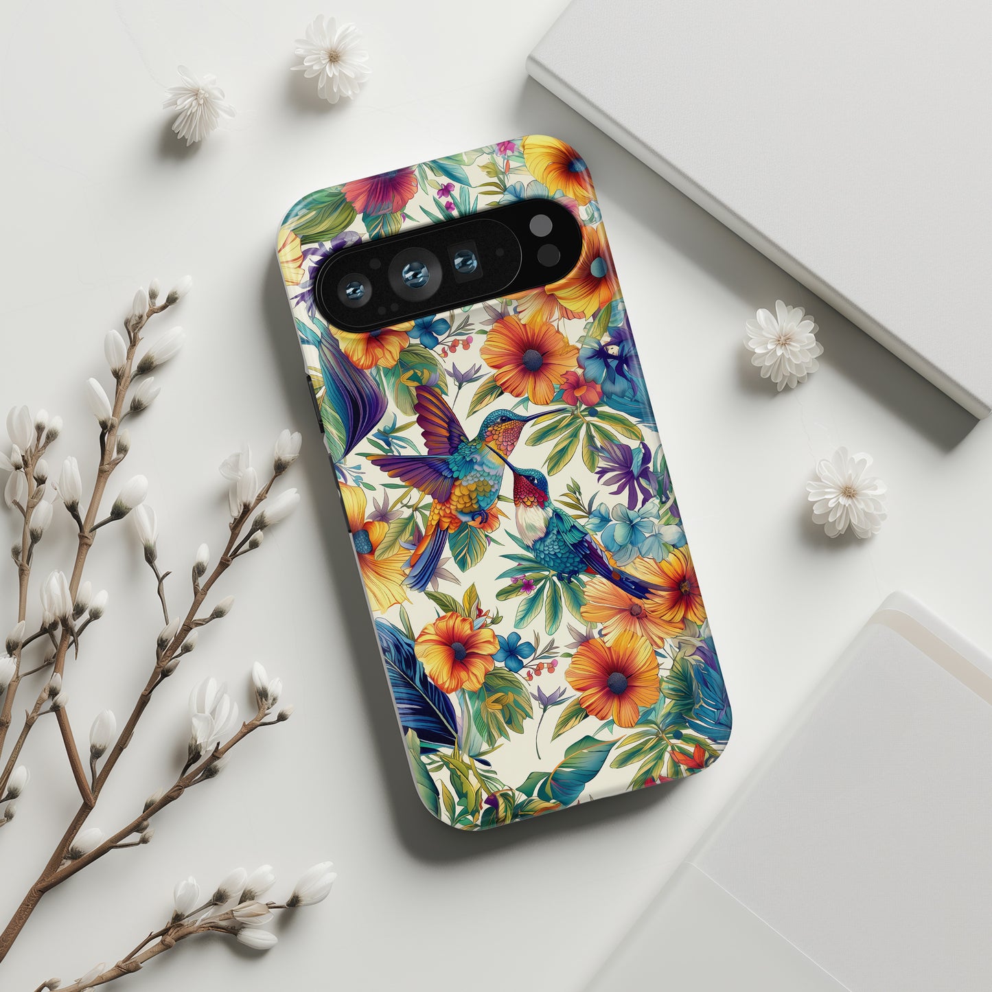 Tropical Floral Hummingbird Design Phone Case for Google Pixel