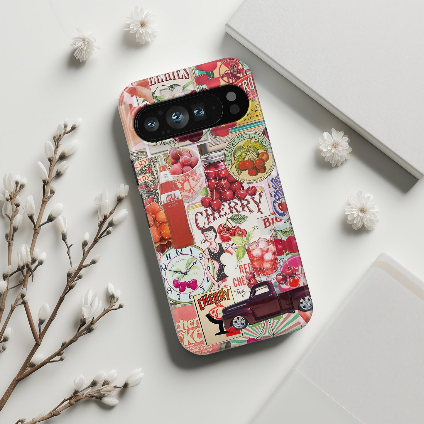 Cherry Vintage Collage Design Phone Case for Google Pixel