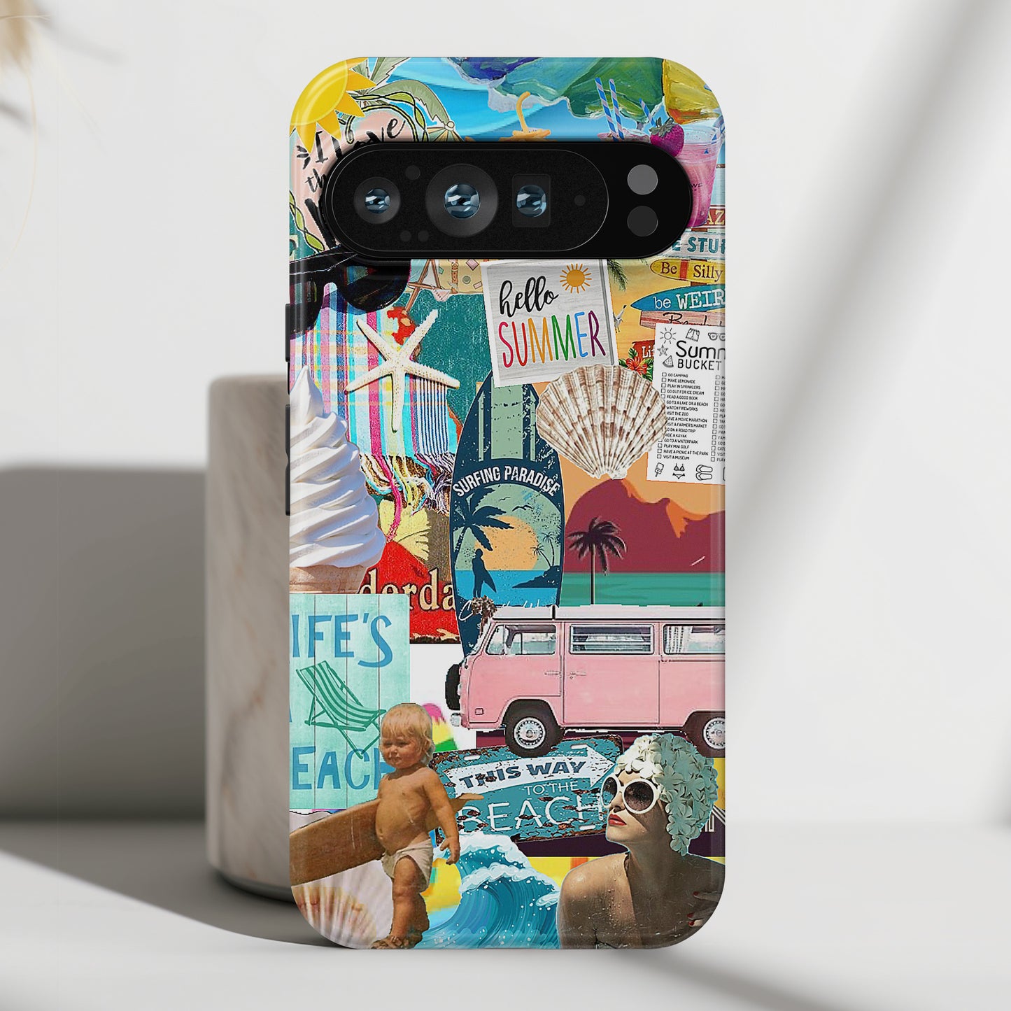 Vintage Summer Beach Collage Design Phone Case for Google Pixel