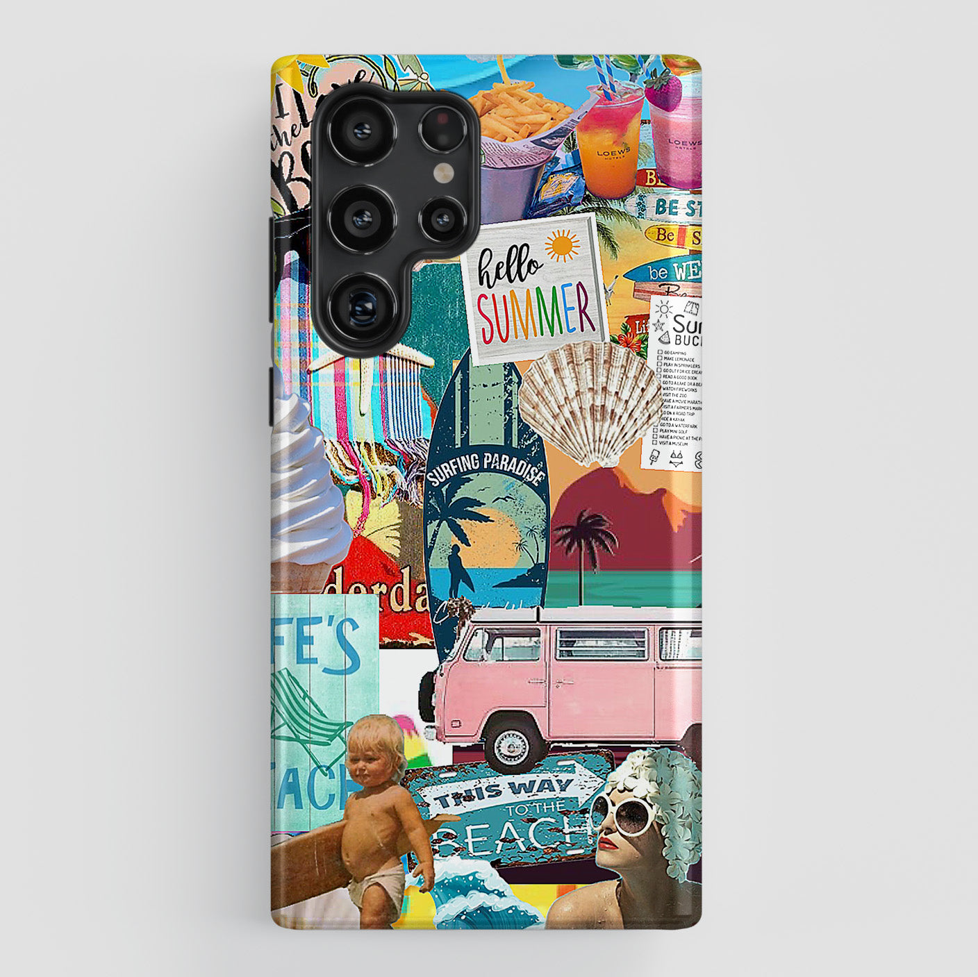Vintage Summer Beach Collage Design Case for Galaxy S series Phones