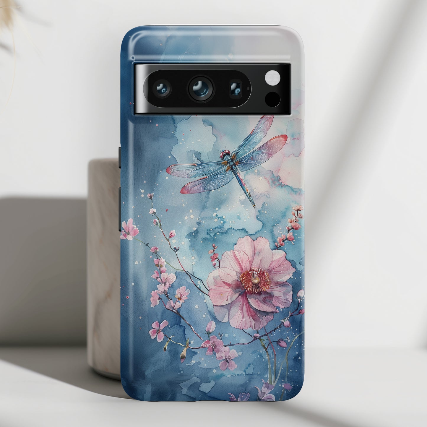 Watercolor Floral Dragonfly Design Google Pixel Phone Case