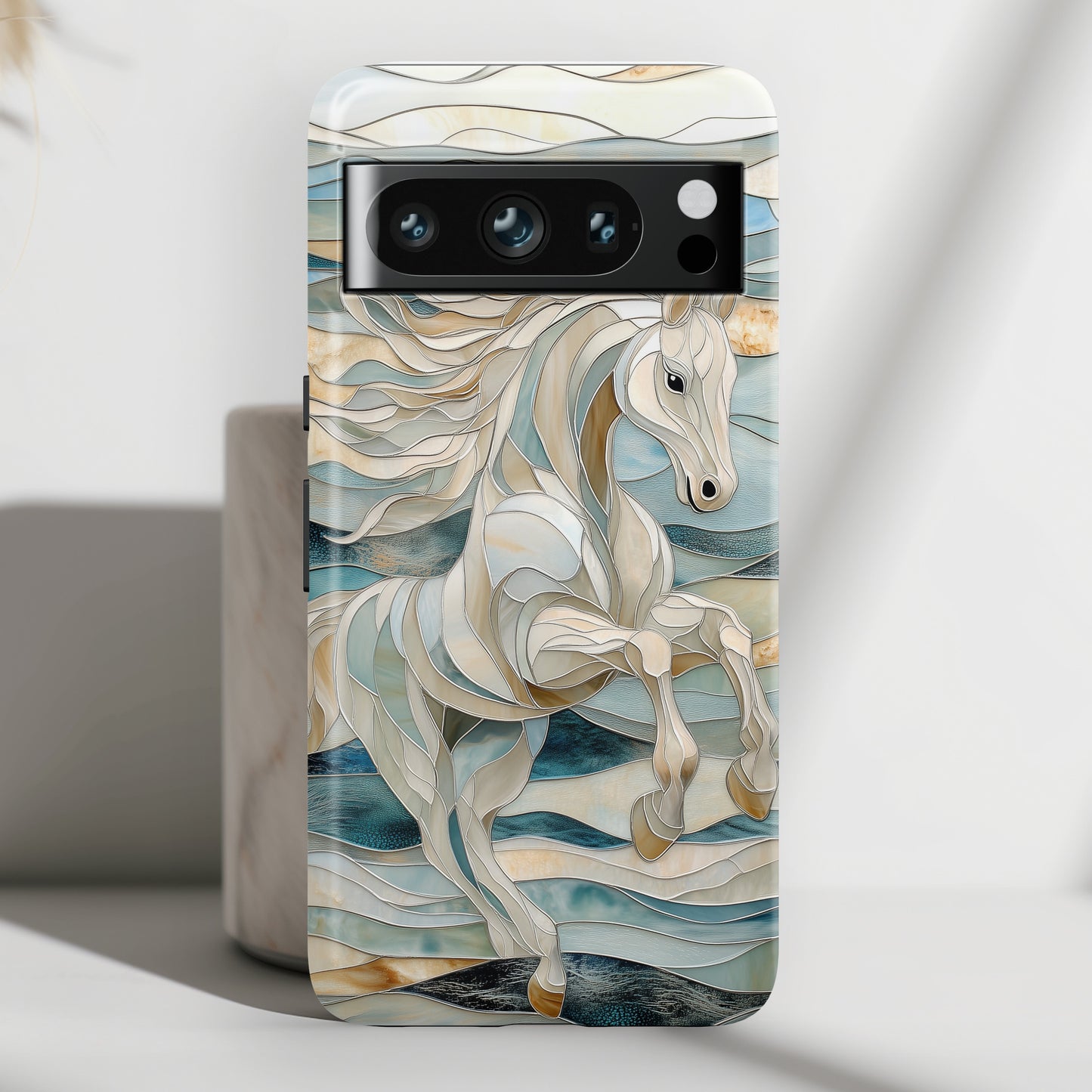 White Horse Stained Glass Design Google Pixel Phone Case