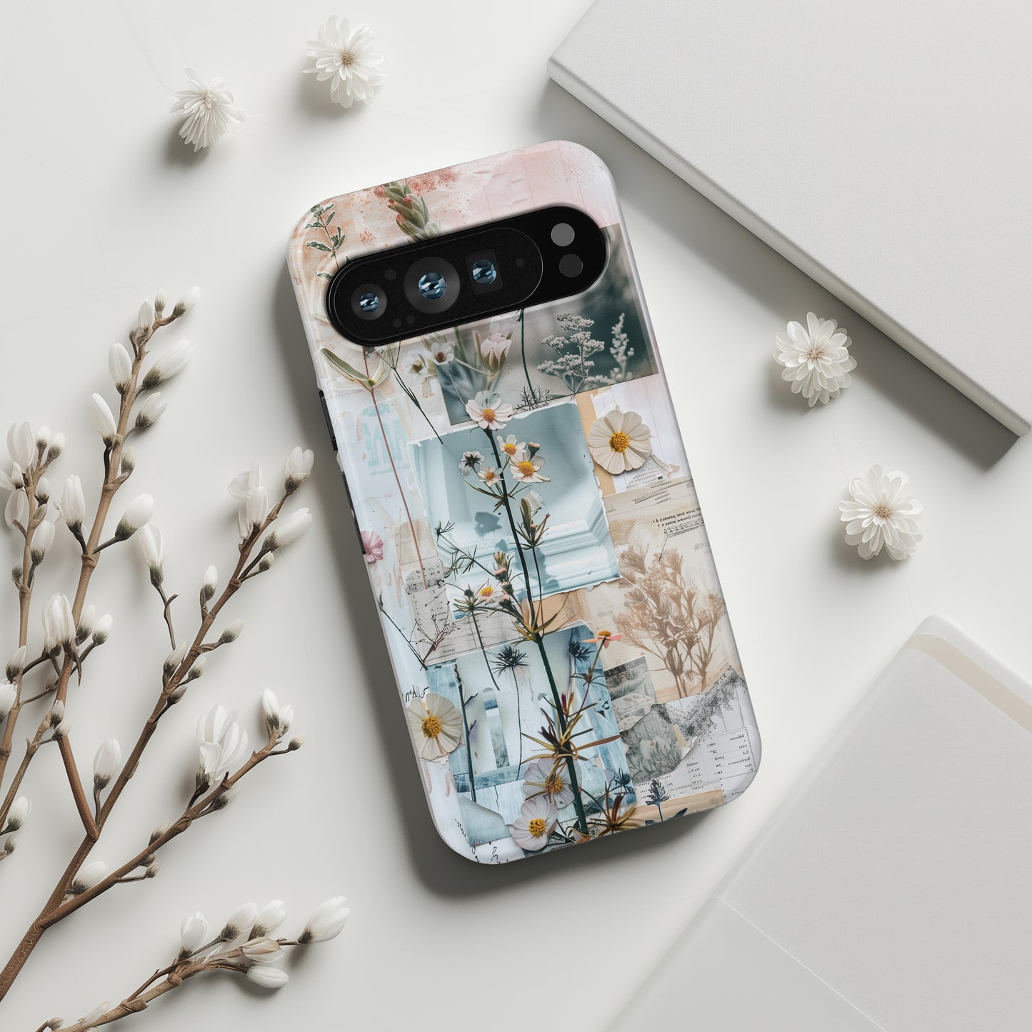 Wildflower Scrapbook Collage Design Phone Case for Google Pixel