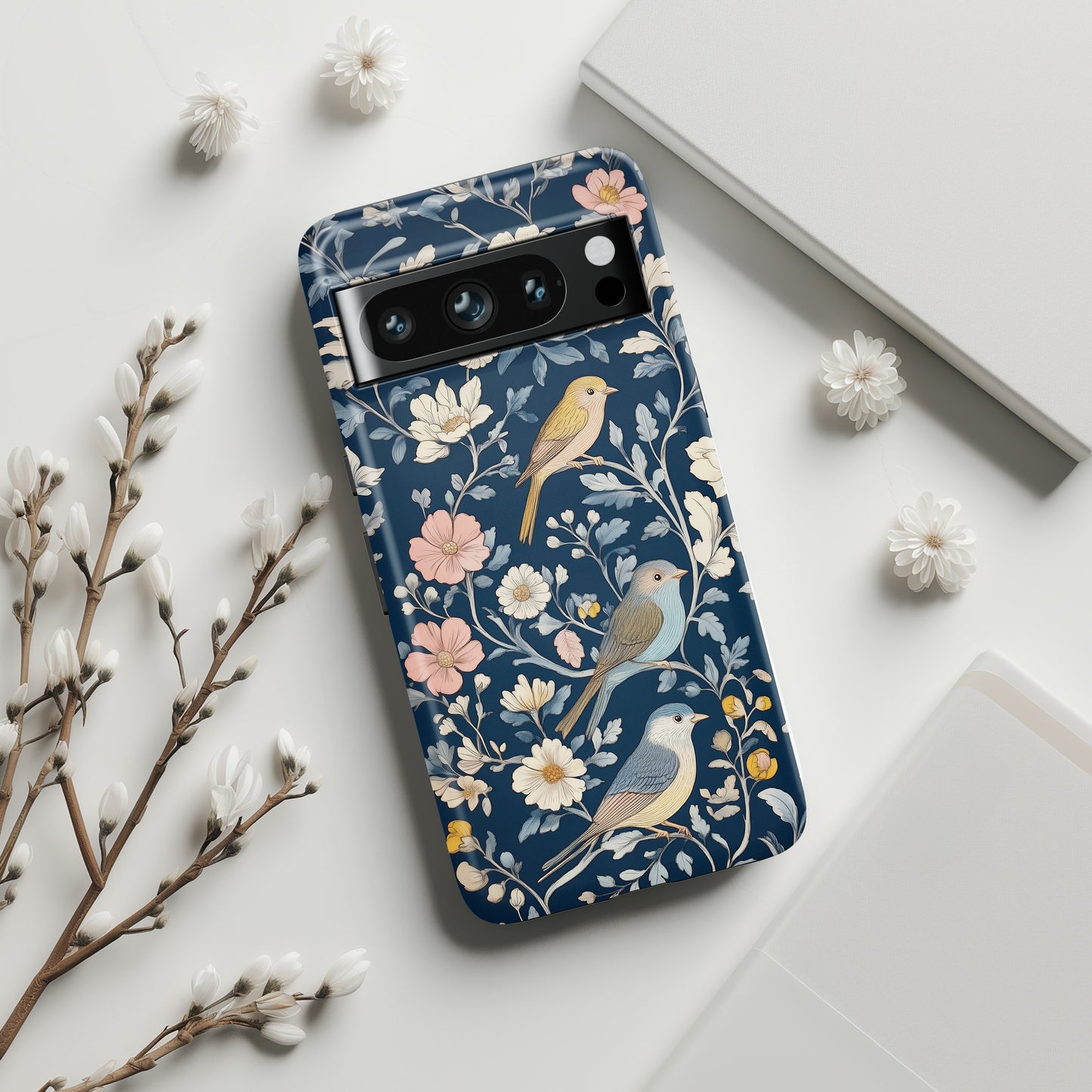 William Moris Inspired Birds Floral Design Google Pixel Phone Case
