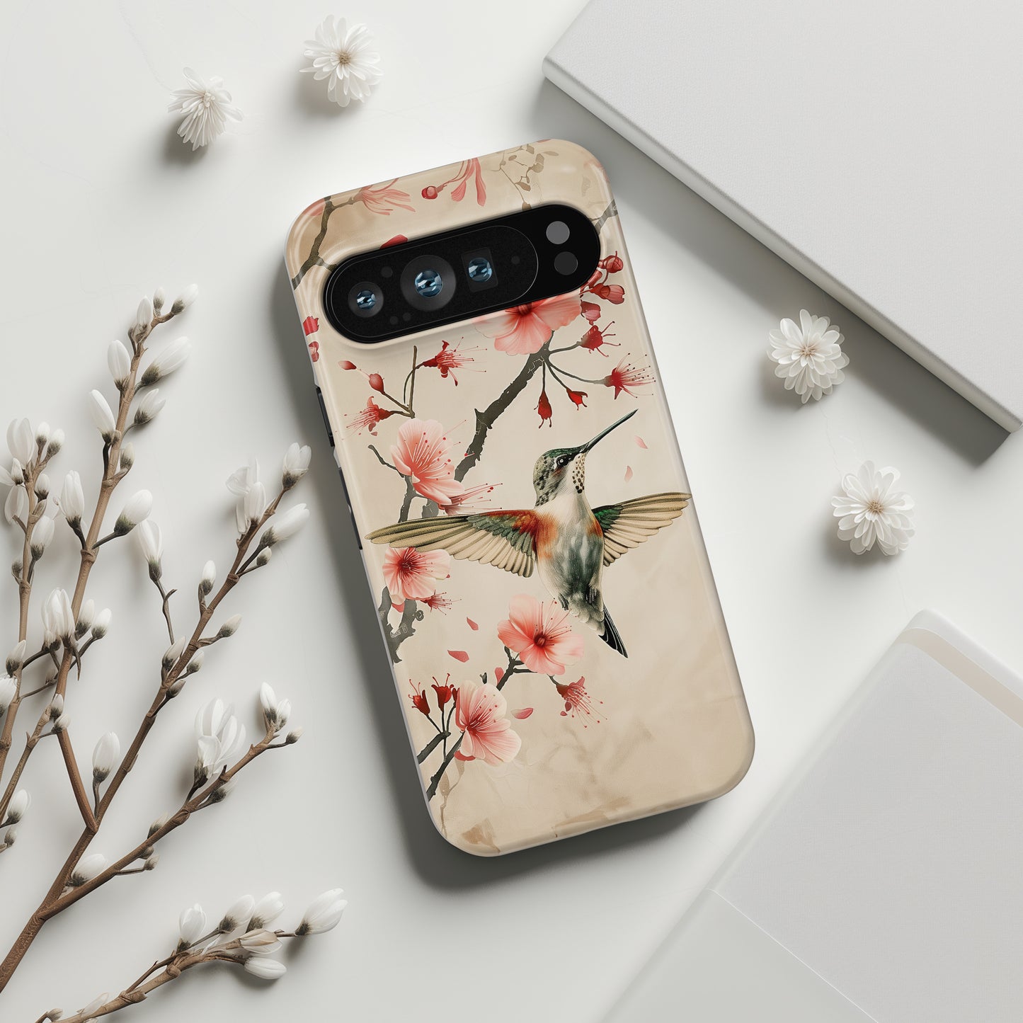 Hummingbird Cherry Blossom Vintage Design Phone Case for Google Pixel