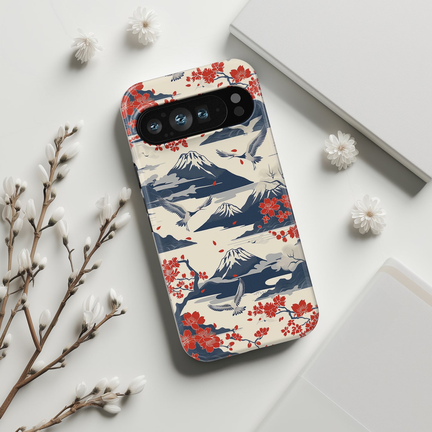 Crane Mountain Japanese Art Landscape Design Phone Case for Google Pixel