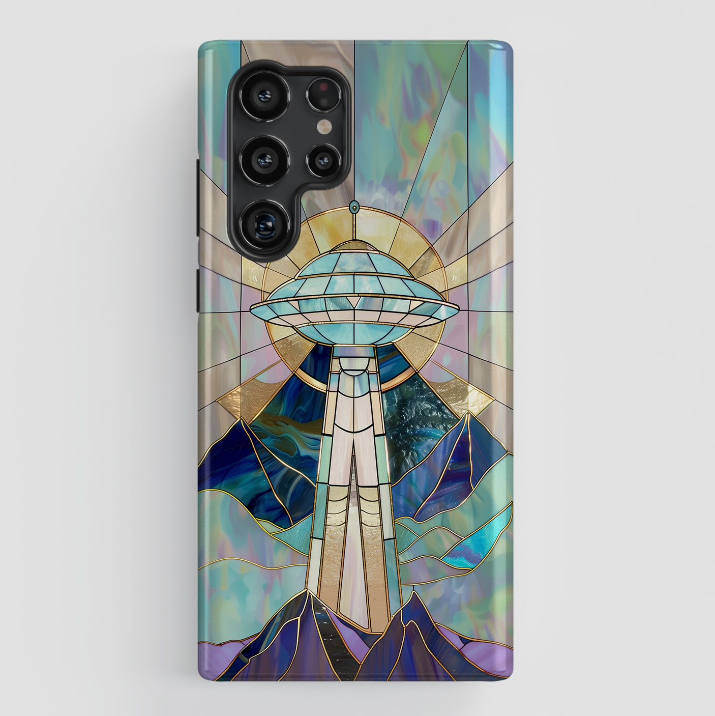UFO Stained Glass Design Case for Galaxy S series Phones
