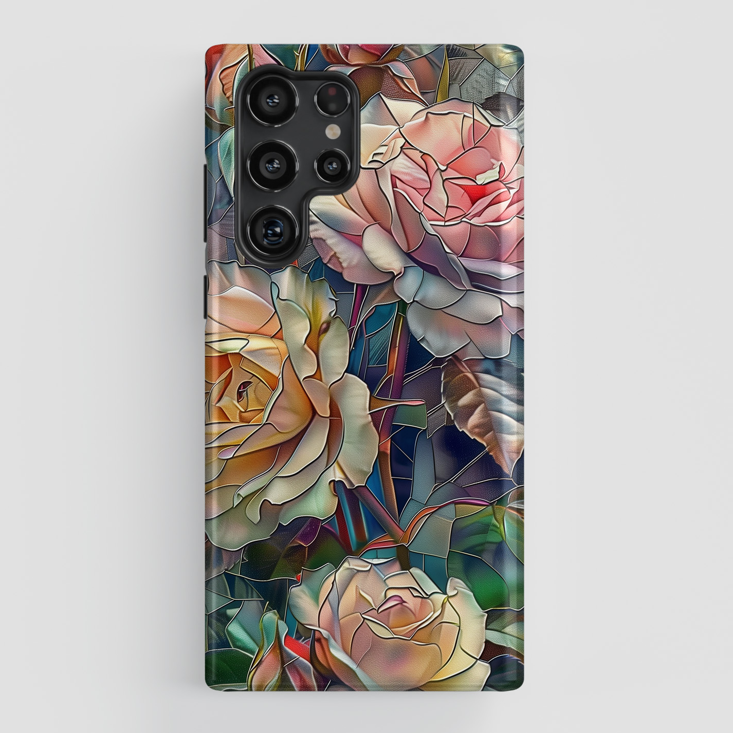 Elegant Roses Stained Glass Design Case for Galaxy S series Phones
