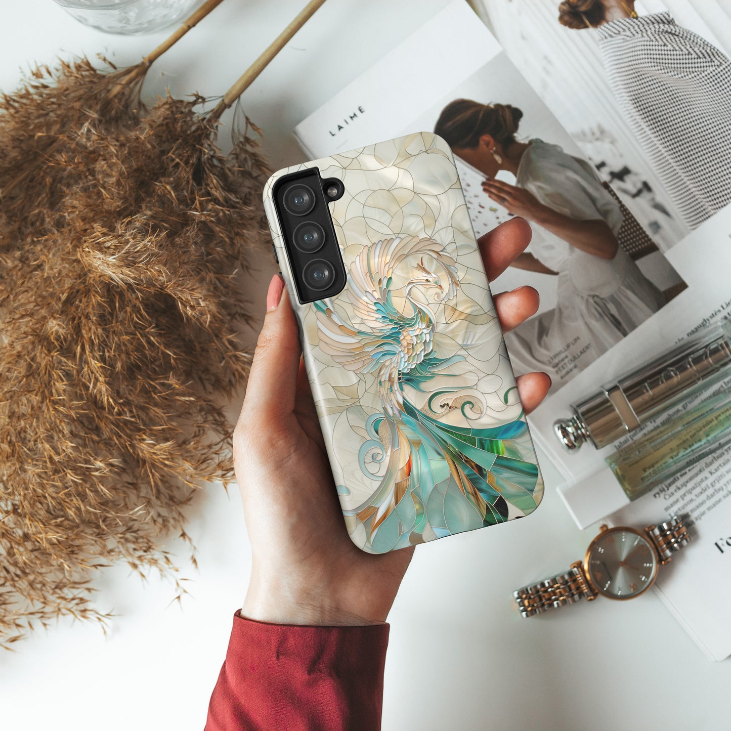 Phoenix Stained Glass Design Case for Galaxy S series Phones