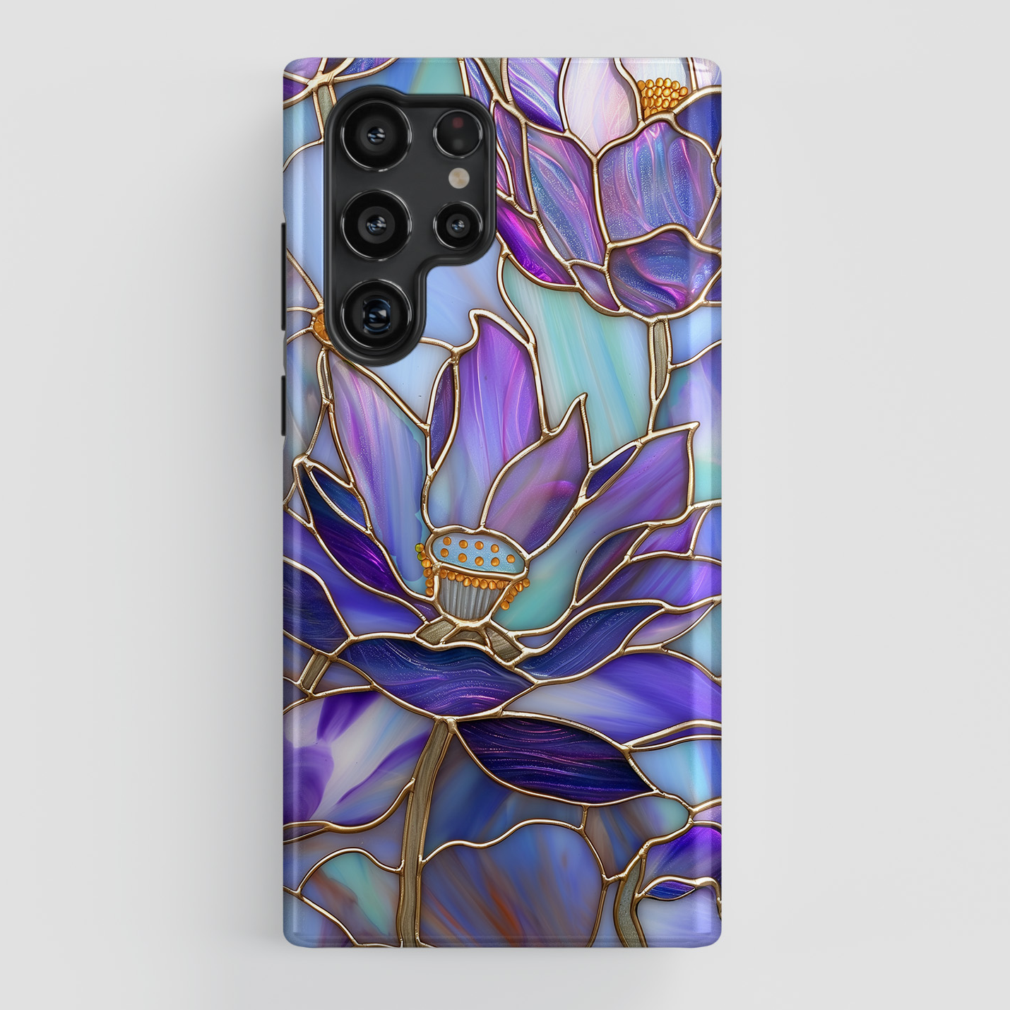 Purple Lotus Stained Glass Design Case for Galaxy S series Phones
