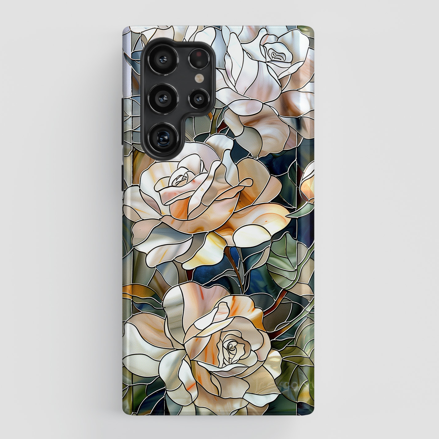 White Roses Stained Glass Design Case for Galaxy S series Phones