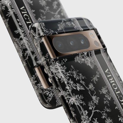 Personalisable Vintage Toile de Jouy Design (Black Edition) Phone Case for Google Pixel