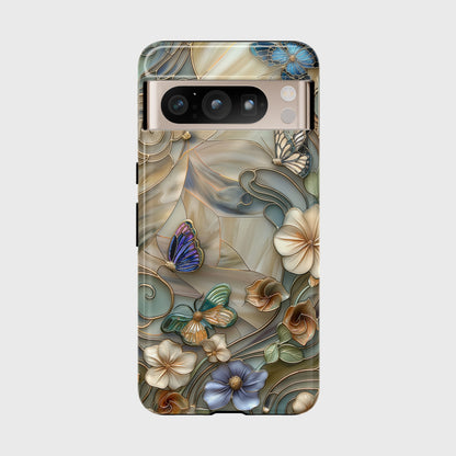 Floral Butterflies Stained Glass Design Google Pixel Phone Case