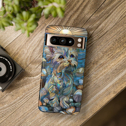 Cute Yorkshire Terrier Stained Glass Design Google Pixel Phone Case