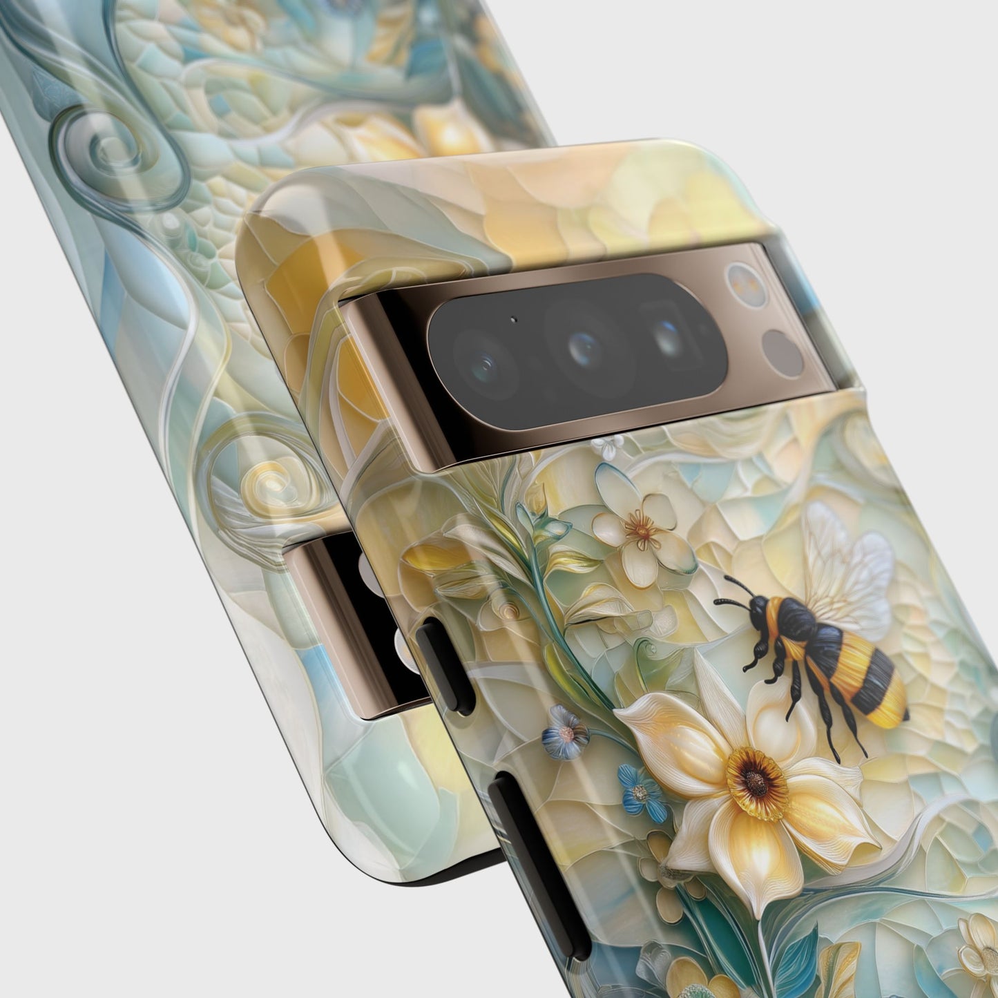 Bumblebee & Floral Stained Glass Art Design Phone Case for Google Pixel