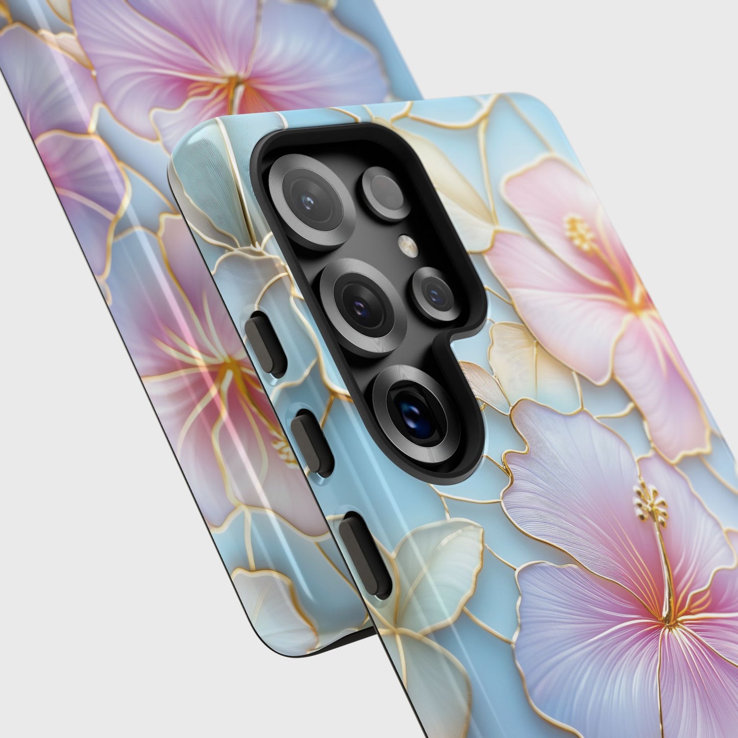 Pastel Hibiscus Stained Glass Design Phone Case for Galaxy S series Phones