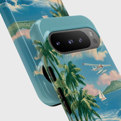 The Retro Paradise – Vintage Travel Poster Phone Case for Google Pixel