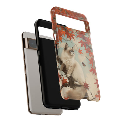 Retro Ragdoll Cat on Maple Tree Design Google Pixel Phone Case