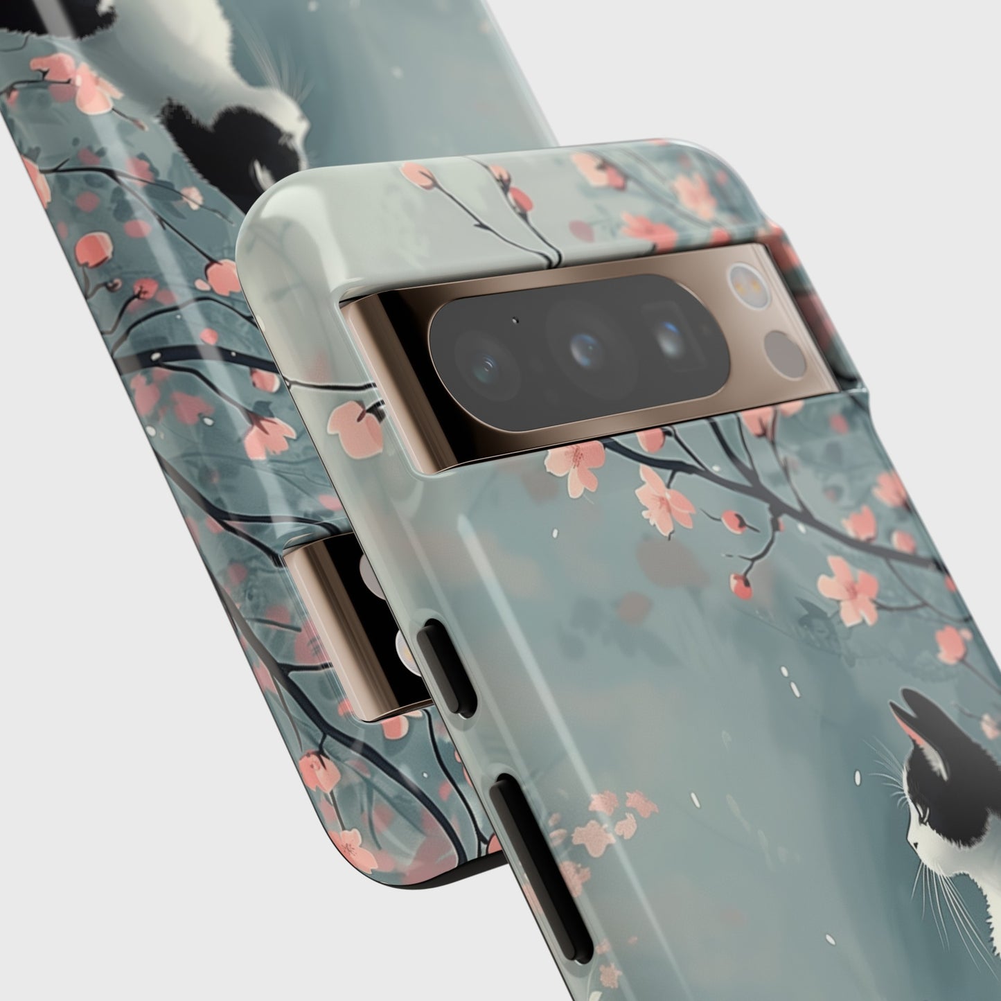 Cat Enjoying Sakura in Serenity Drawing Design Google Pixel Phone Case