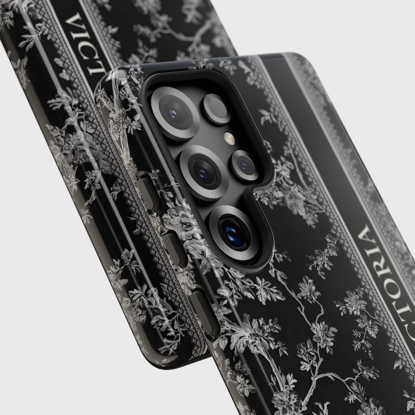 Personalisable Vintage Toile de Jouy Design (Black Edition) Phone Case for Galaxy S series Phones