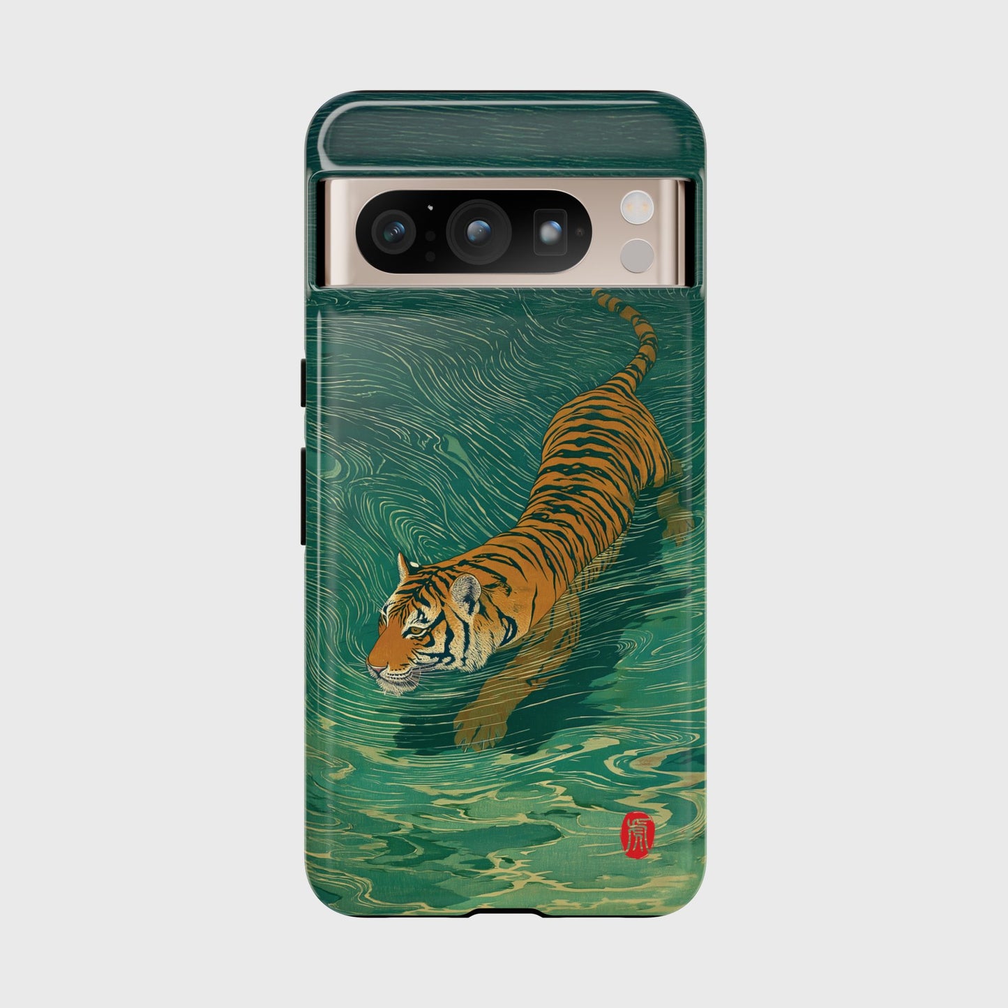 The Emerald Swirl – Ukiyo-e Tiger Design Phone Case for Google Pixel