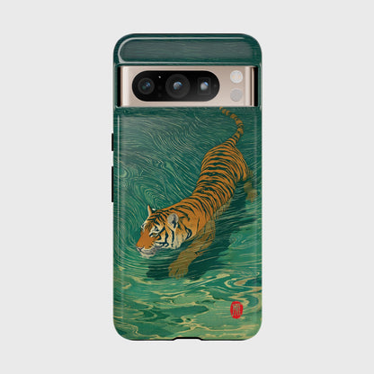 The Emerald Swirl – Ukiyo-e Tiger Design Phone Case for Google Pixel