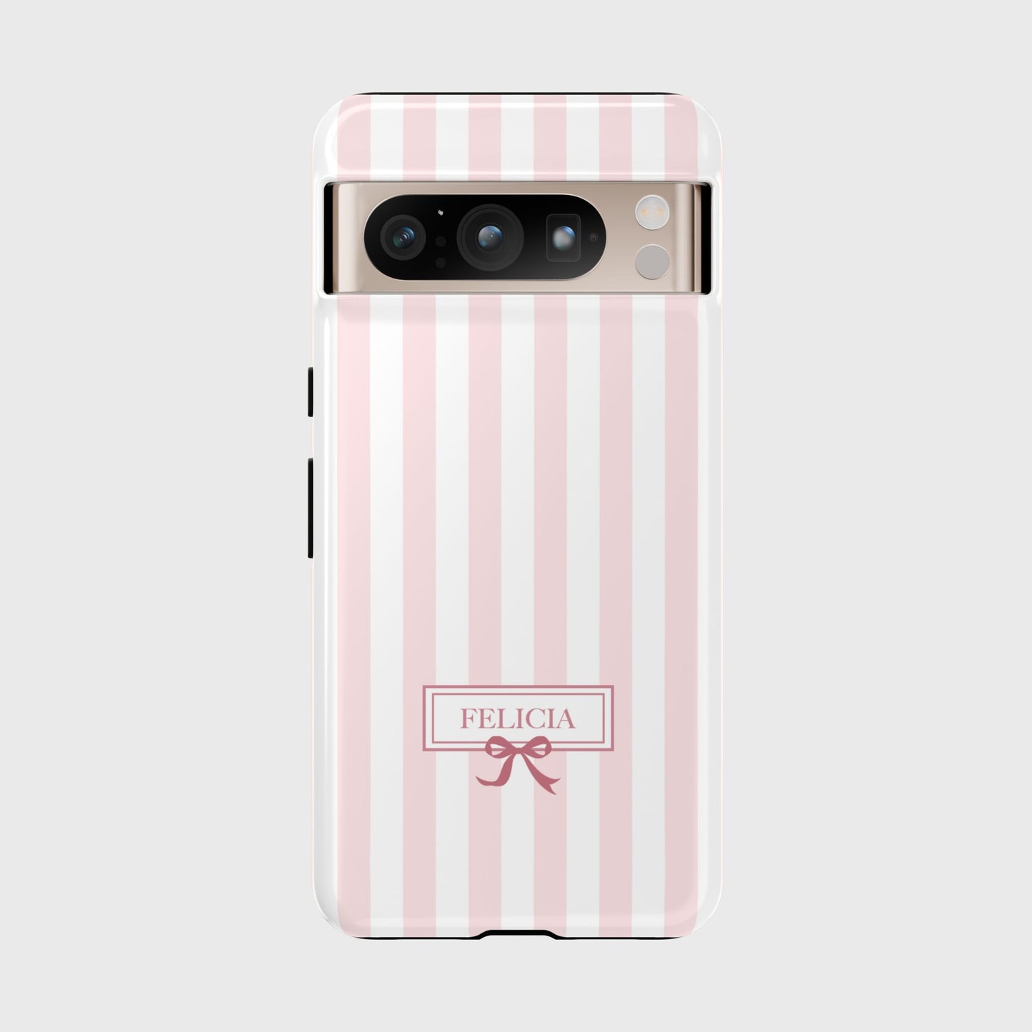 Personalisable Striped Design (Baby Pink) Phone Case for Google Pixel