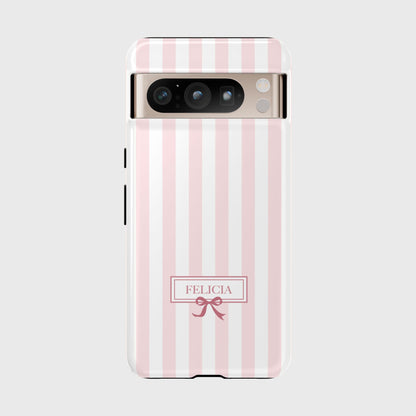 Personalisable Striped Design (Baby Pink) Phone Case for Google Pixel