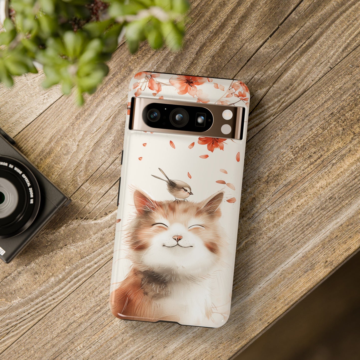 Cute Joyful Cat Portrait Watercolour Design Google Pixel Phone Case