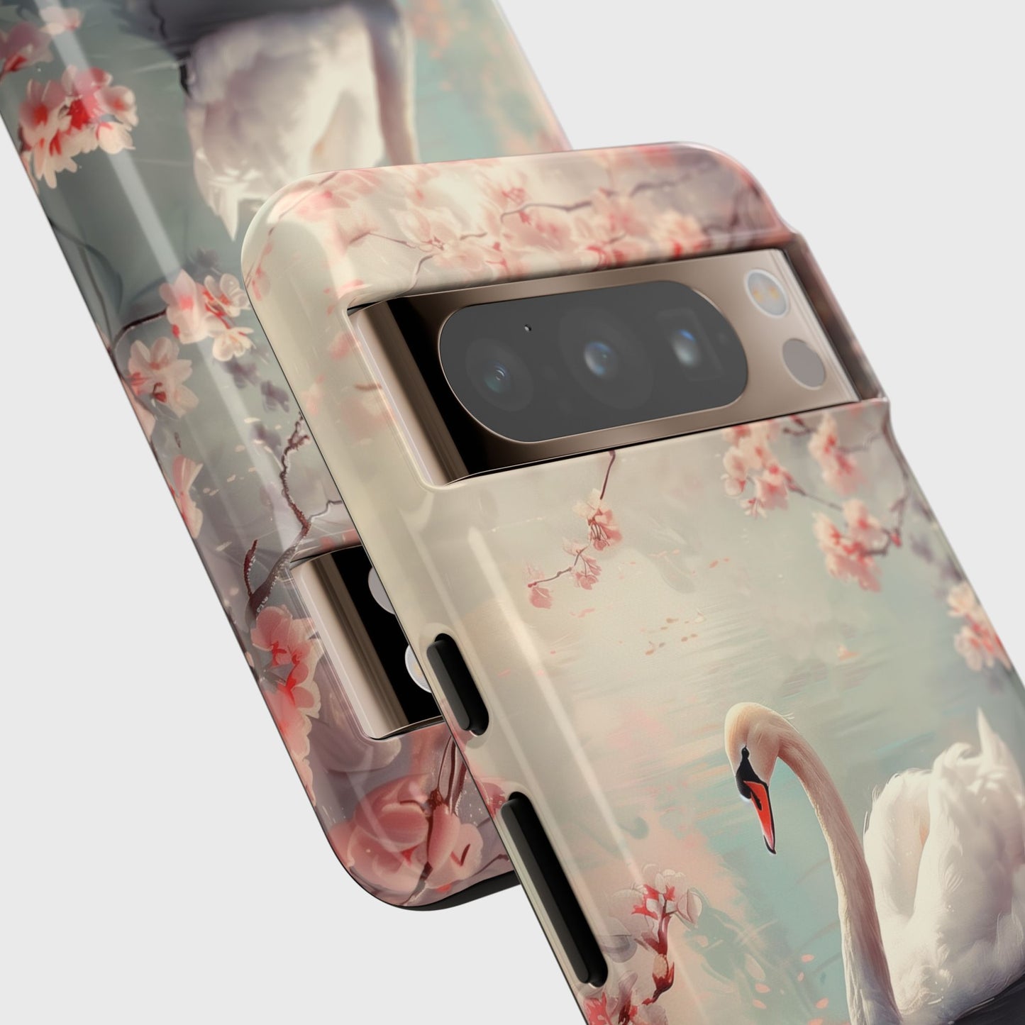 Cherry Blossoms around Elegant Swan Design Phone Case for Google Pixel