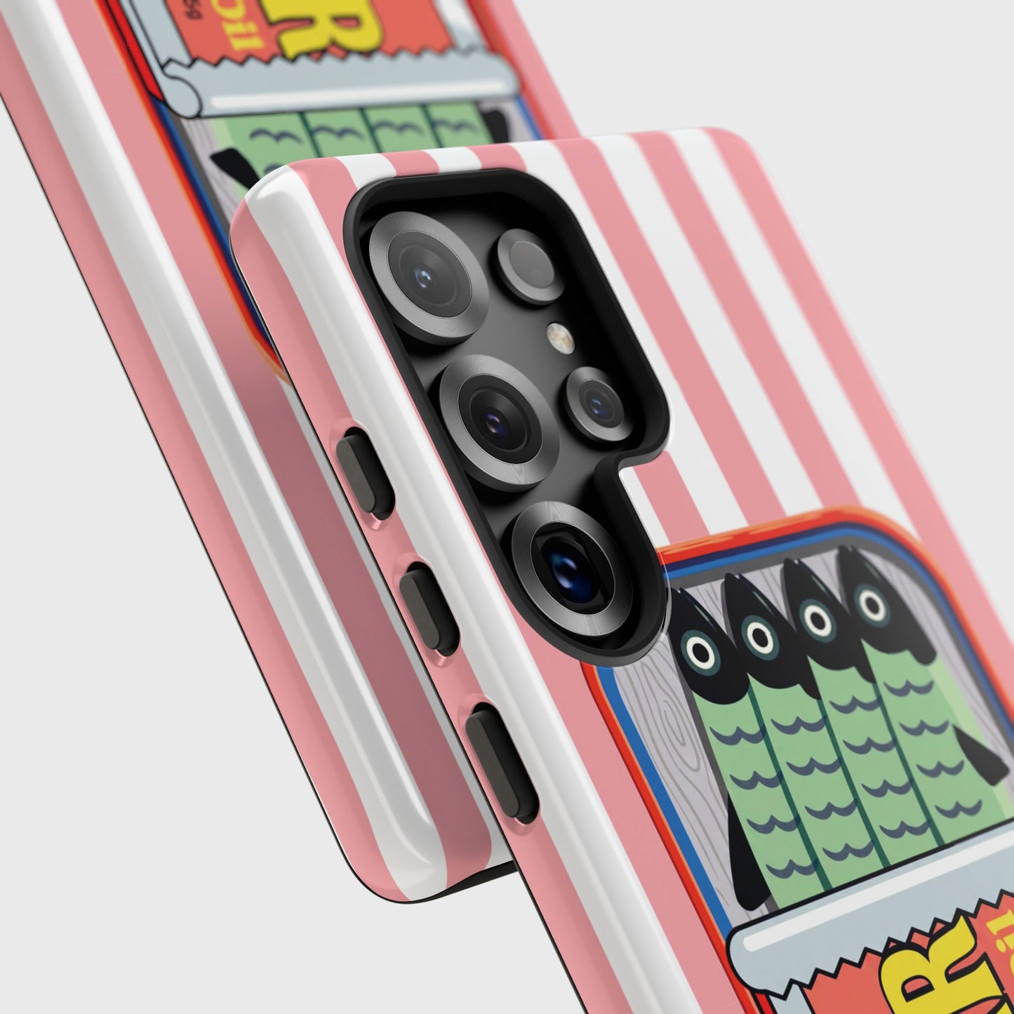The Vintage Sardine Tin – Pop-Art Striped Design Phone Case for Galaxy S series Phones (Pink)