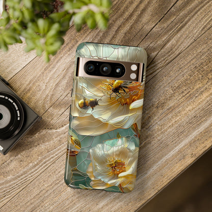 Bees on Flower Stained Glass Design Google Pixel Phone Case