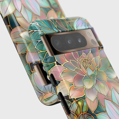 Pastel Dahlia Flowers Stained Glass Design Google Pixel Phone Case