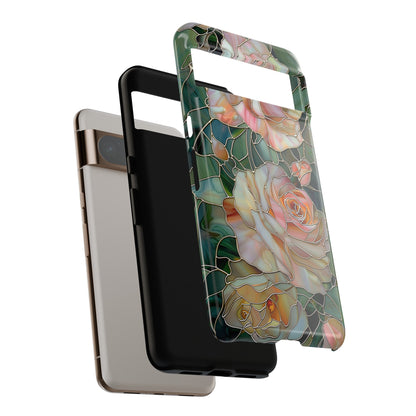 Pink Roses Stained Glass Design Design Google Pixel Phone Case