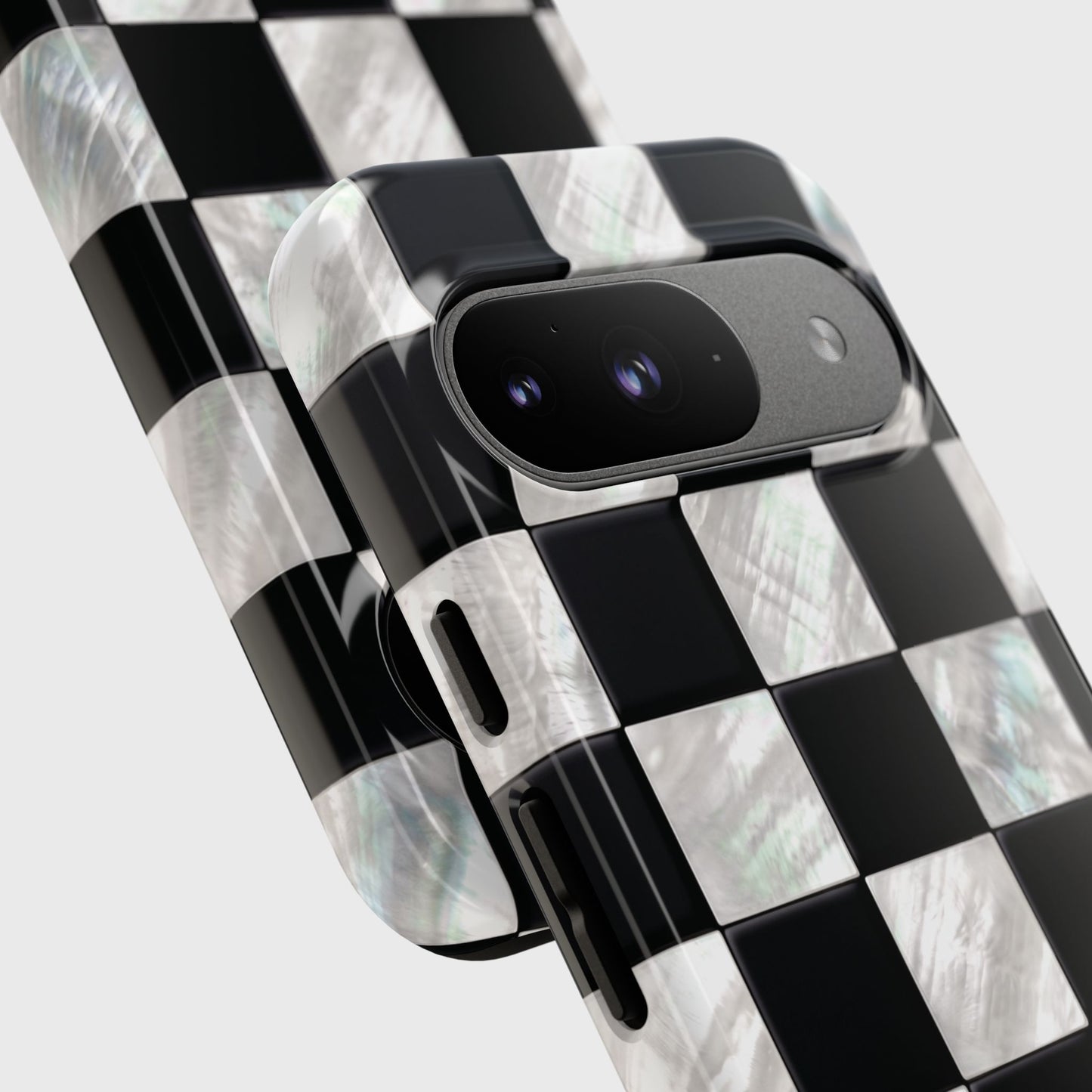 The Midnight Pearl – Inlaid Checkerboard Design Phone Case for Google Pixel