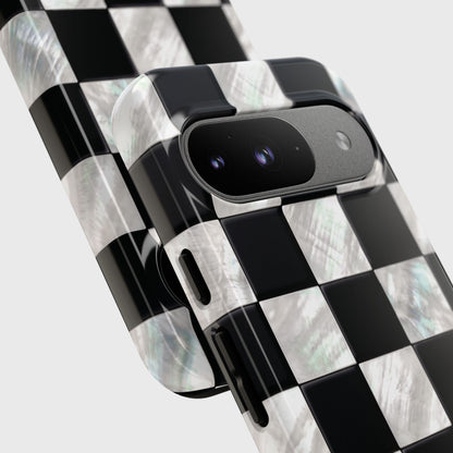 The Midnight Pearl – Inlaid Checkerboard Design Phone Case for Google Pixel
