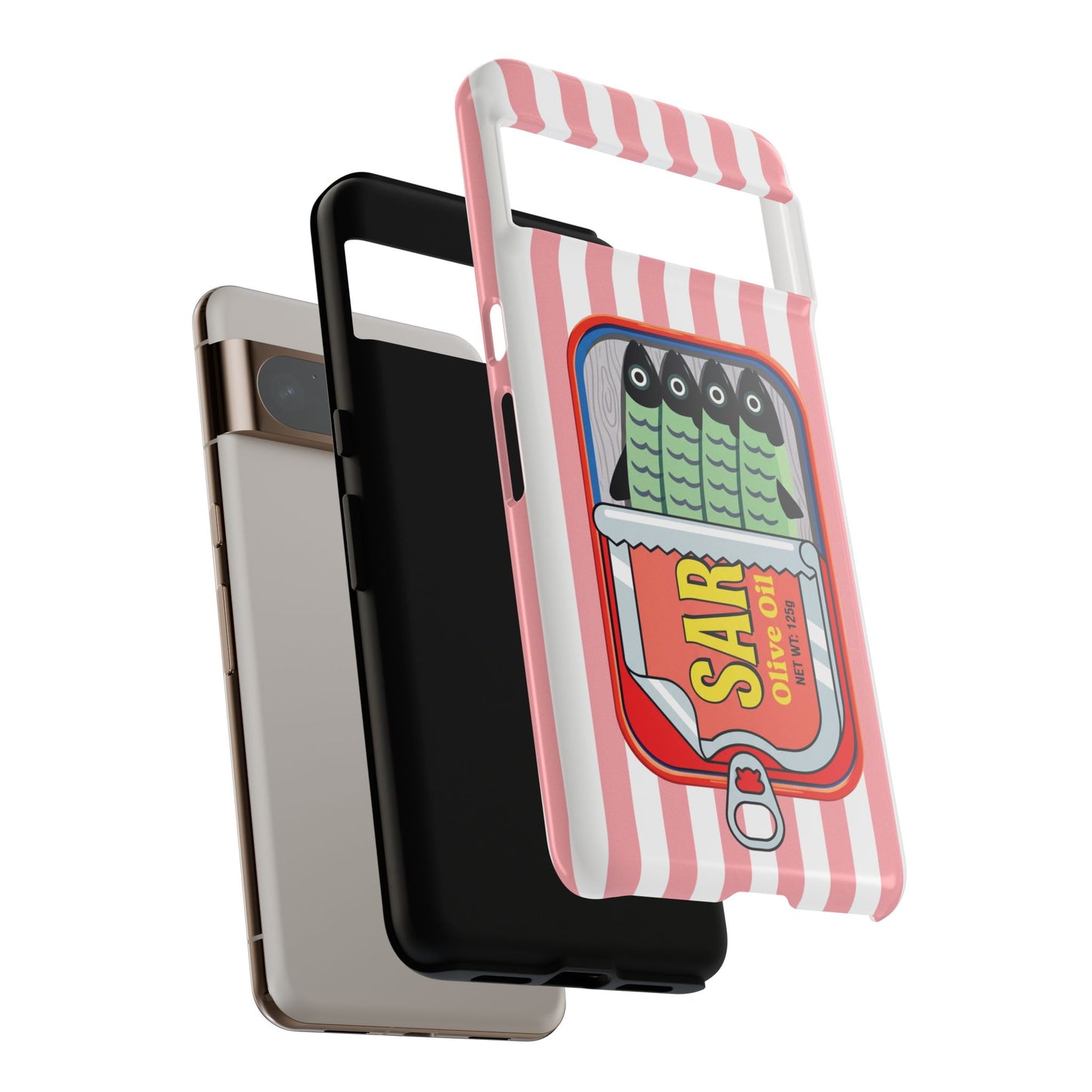 The Vintage Sardine Tin – Pop-Art Striped Design Phone Case for Google Pixel (Pink)
