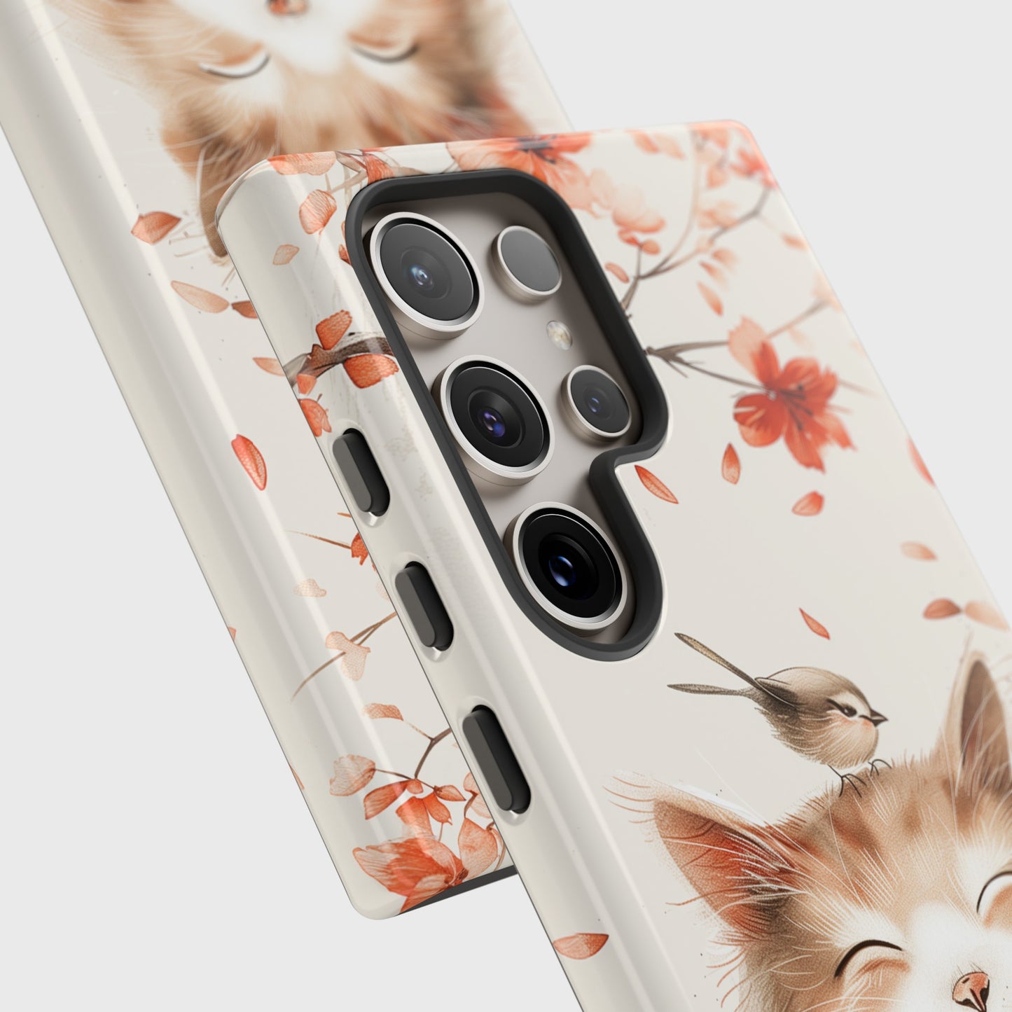 Cute Joyful Cat Portrait Watercolour Design Samsung Phone Case