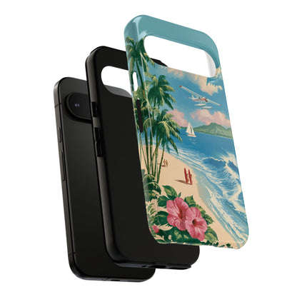 The Retro Paradise – Vintage Travel Poster Phone Case for Google Pixel