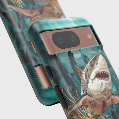 Great White Shark Stained Glass Design Google Pixel Phone Case