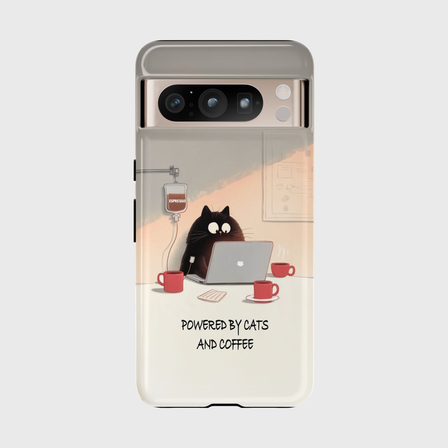 Powered by Cats and Coffee Design Phone Case for Google Pixel