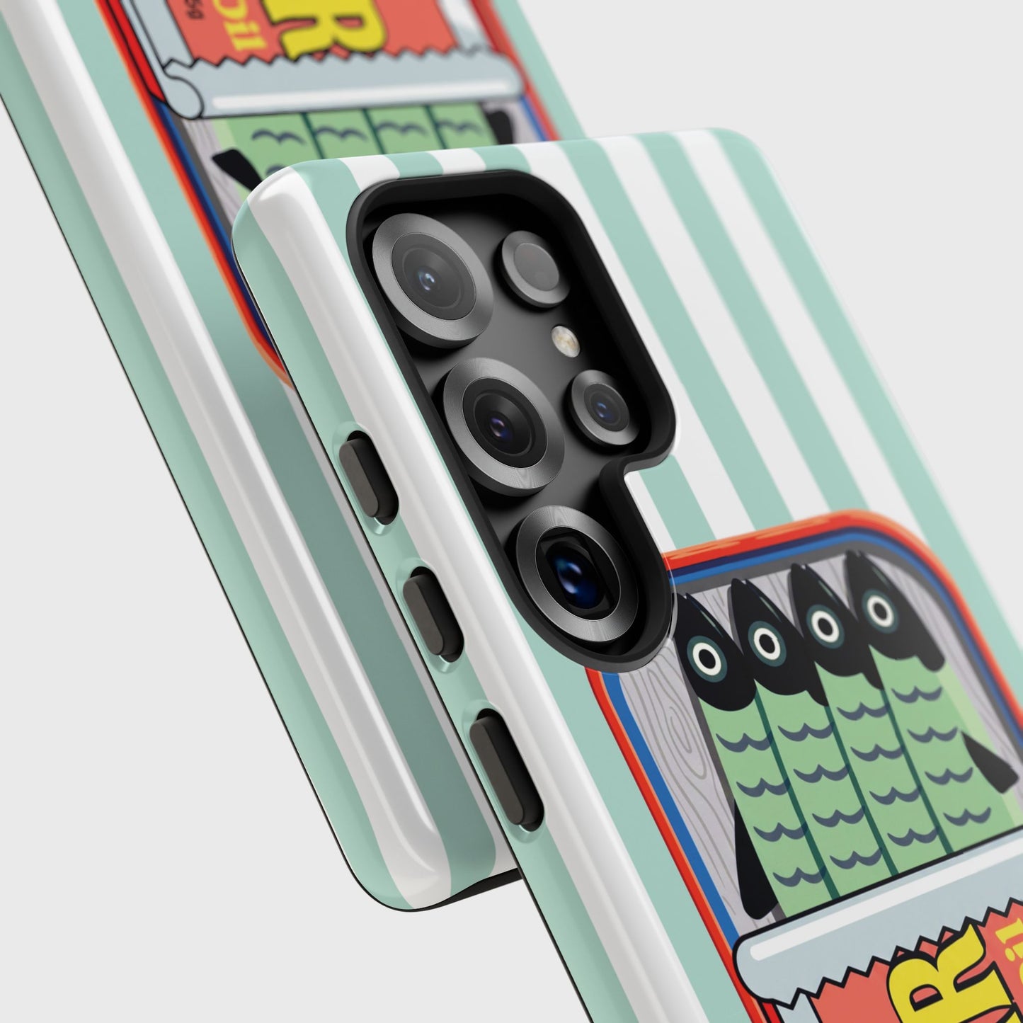 The Vintage Sardine Tin – Pop-Art Striped Design Phone Case for Galaxy S series Phones (Mint)