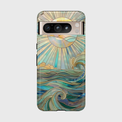 Sun & Ocean Stained Glass Design Print Google Pixel Phone Case