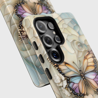 Elegant Butterfly & Flowers Stained Glass Design 2 Phone Case for Galaxy S series Phones