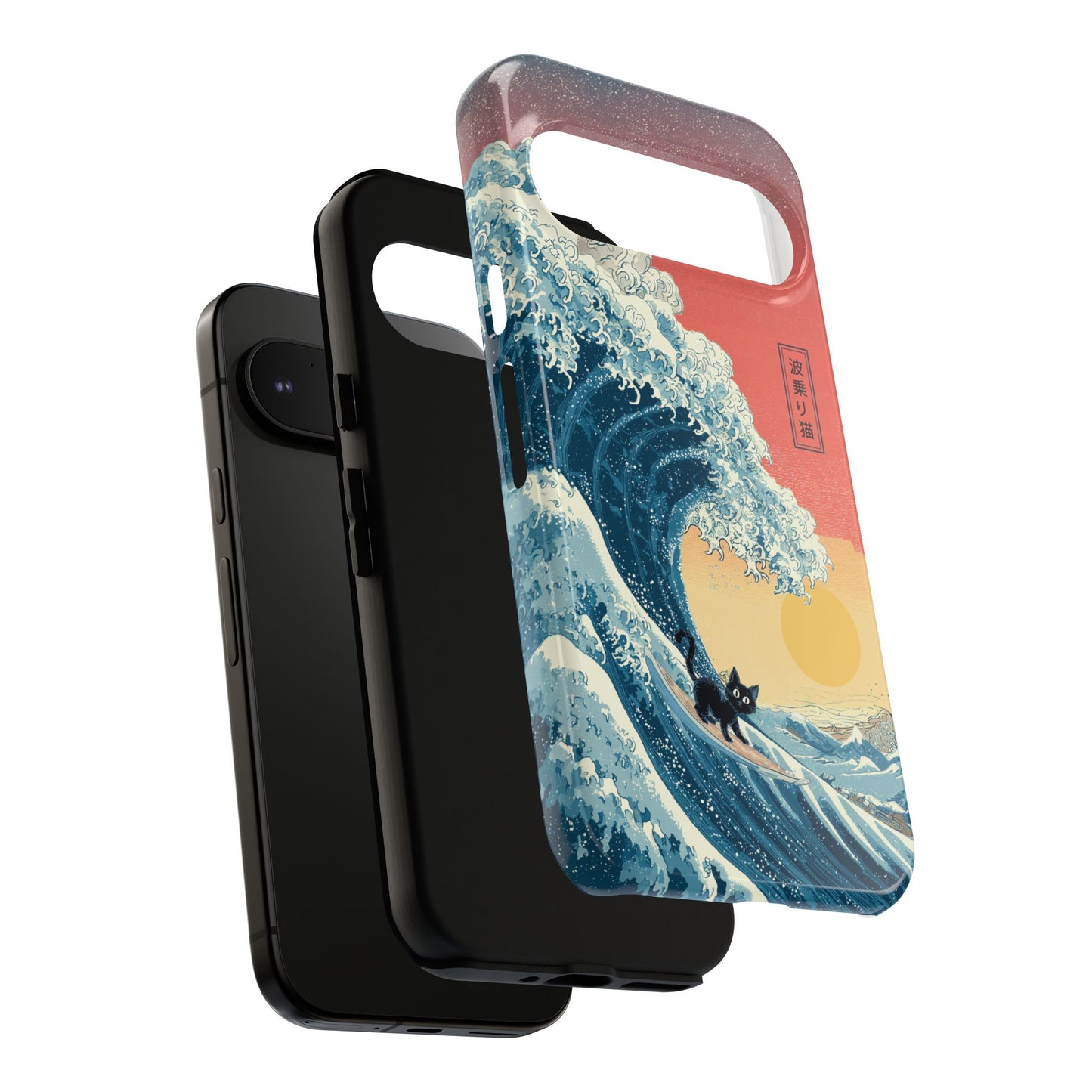 The Wave-Riding Neko – Sunset Surfer Design Phone Case for Google Pixel