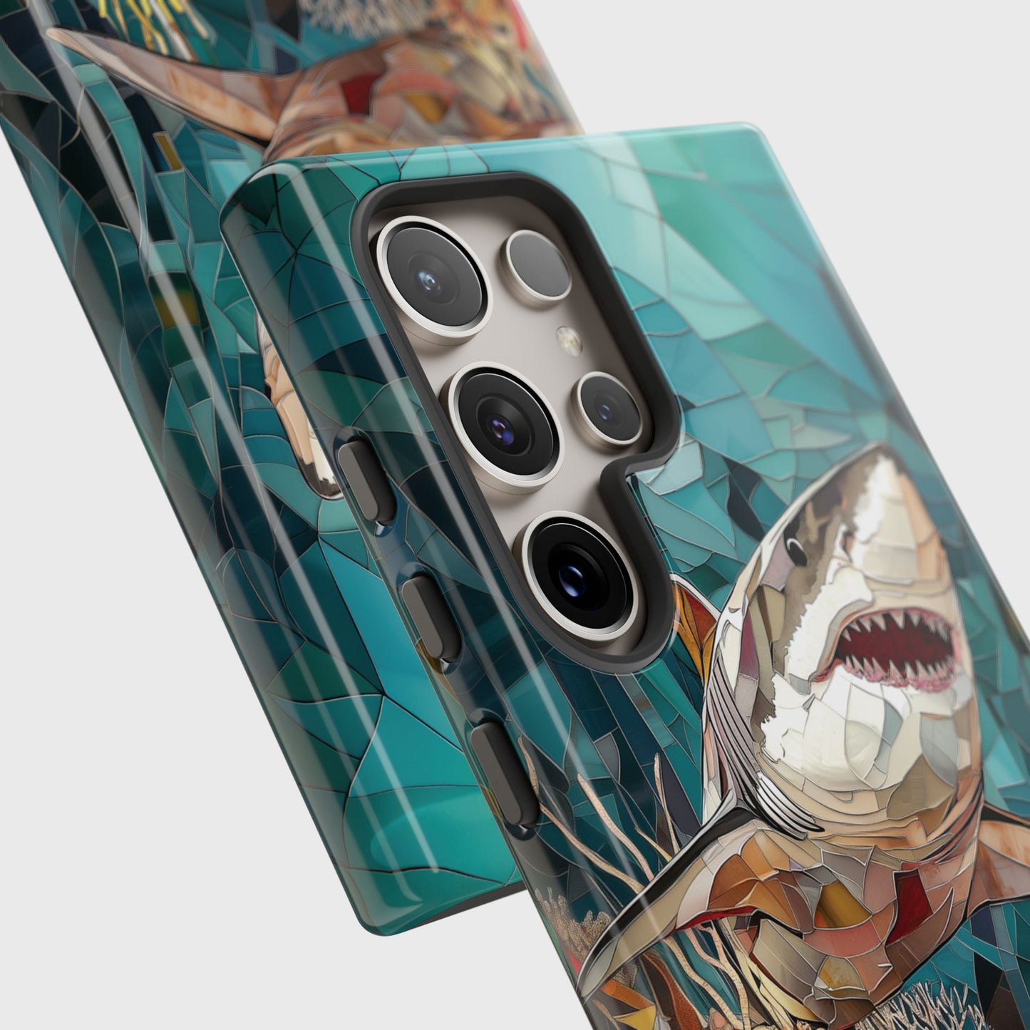 Great White Shark Stained Glass Design Samsung Phone Case