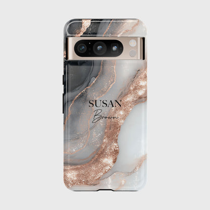 Personalised Luxury RoseGold Marble Design Phone Case for Google Pixel
